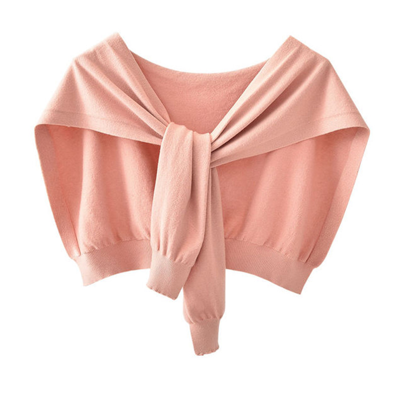 Écharpe de protection du cou pour femme coréenne, faux col, châle tricoté chaud en cachemire, chemisier en laine d'hiver, épaules, Cape nouée, Q36