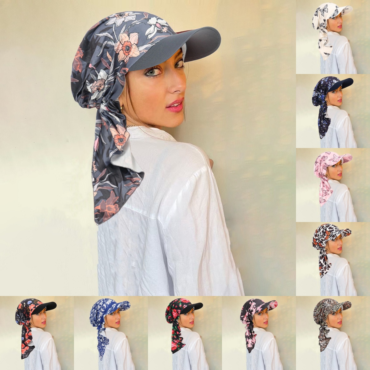 Nouveau musulman imprimé fleuri Hijab Turban chapeau pour femmes visière casquette de Baseball chapeaux de soleil foulard écharpe bord Femme foulards Bandanas