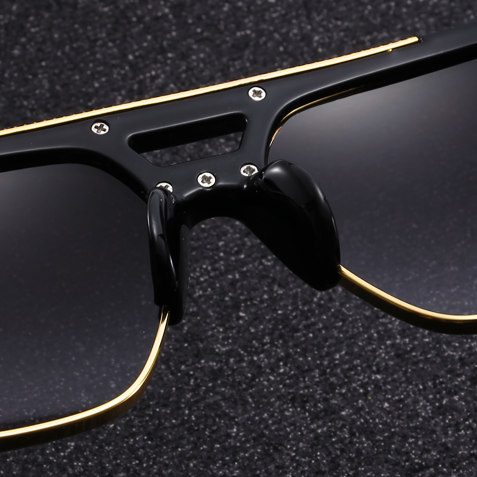 Lunettes de soleil carrées à double monture noir et or, lunettes de conduite de luxe légères pour hommes d'affaires
