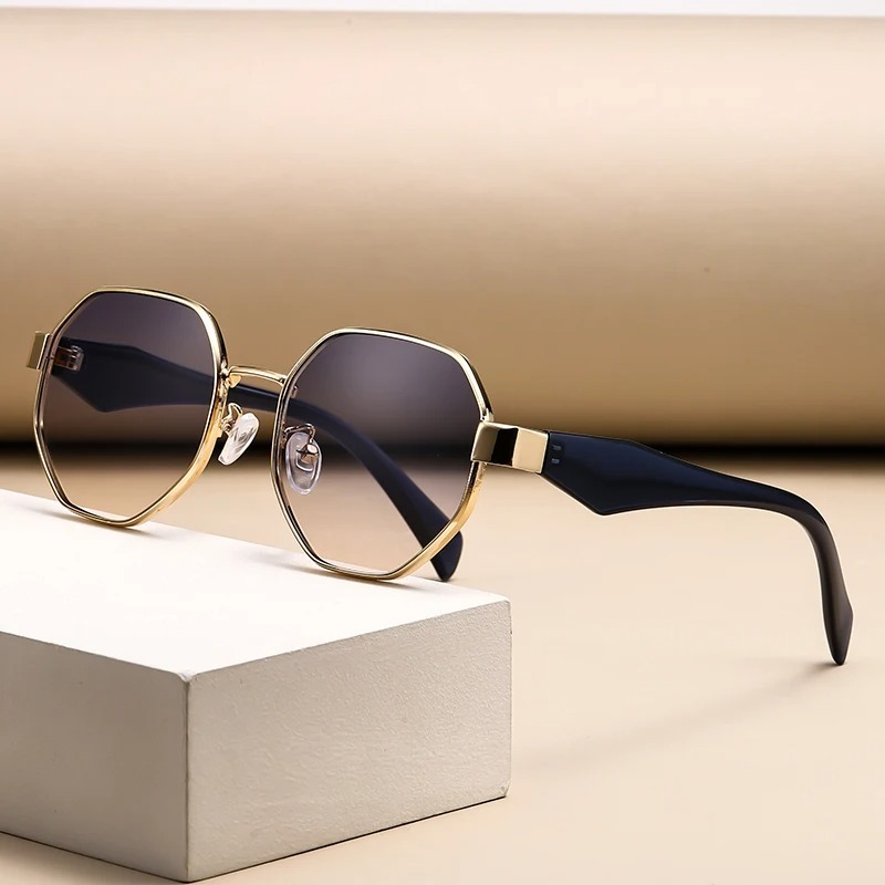 Lunettes de soleil rondes rétro à monture large, nouvelles lunettes de soleil irrégulières pour femmes, lunettes de luxe pour les vacances, les activités de plein air, le camping et la pêche pour hommes.