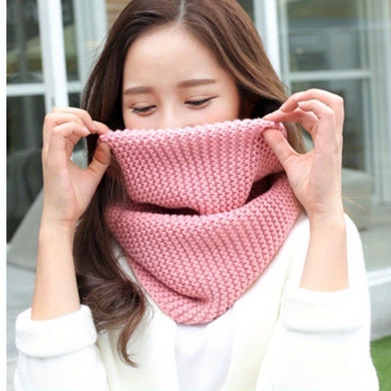 Écharpe en tricot épais de couleur unie pour femmes, écharpe chaude de Style coréen, automne hiver