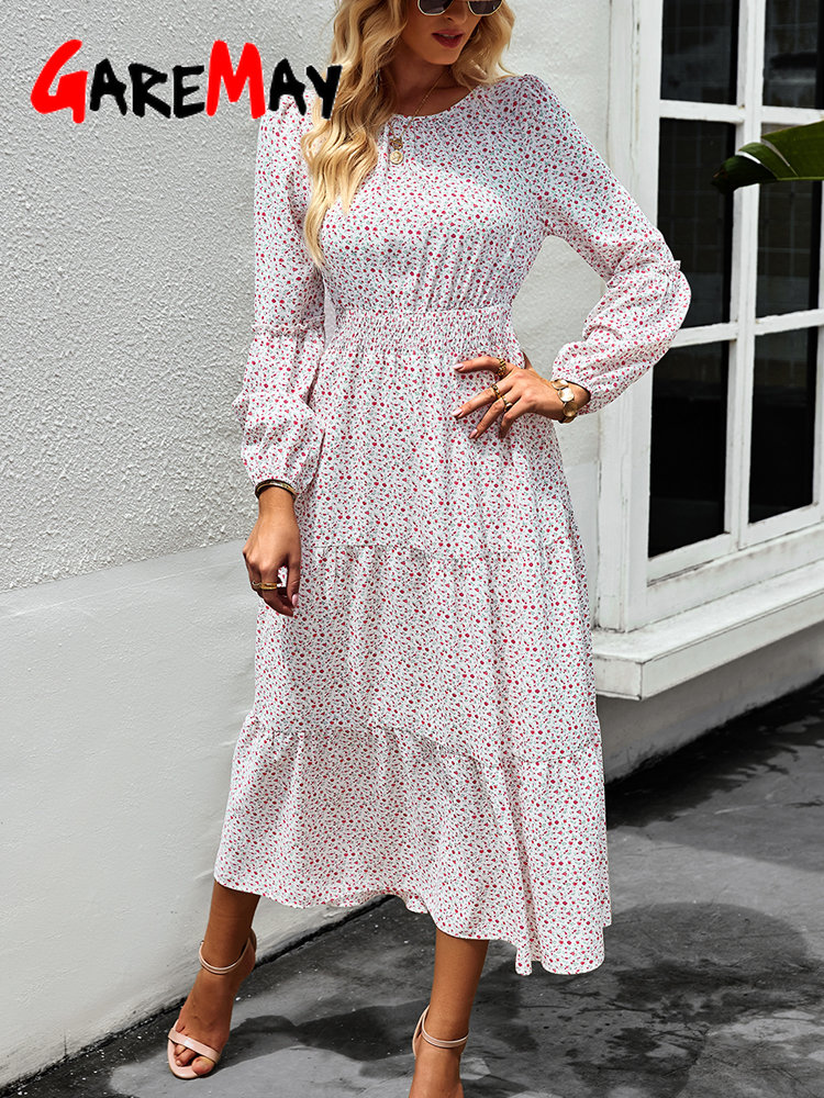 Robe trapèze vintage à manches longues pour femmes, robes mi-longues élégantes, col rond, vert, décontracté, printemps, 2025
