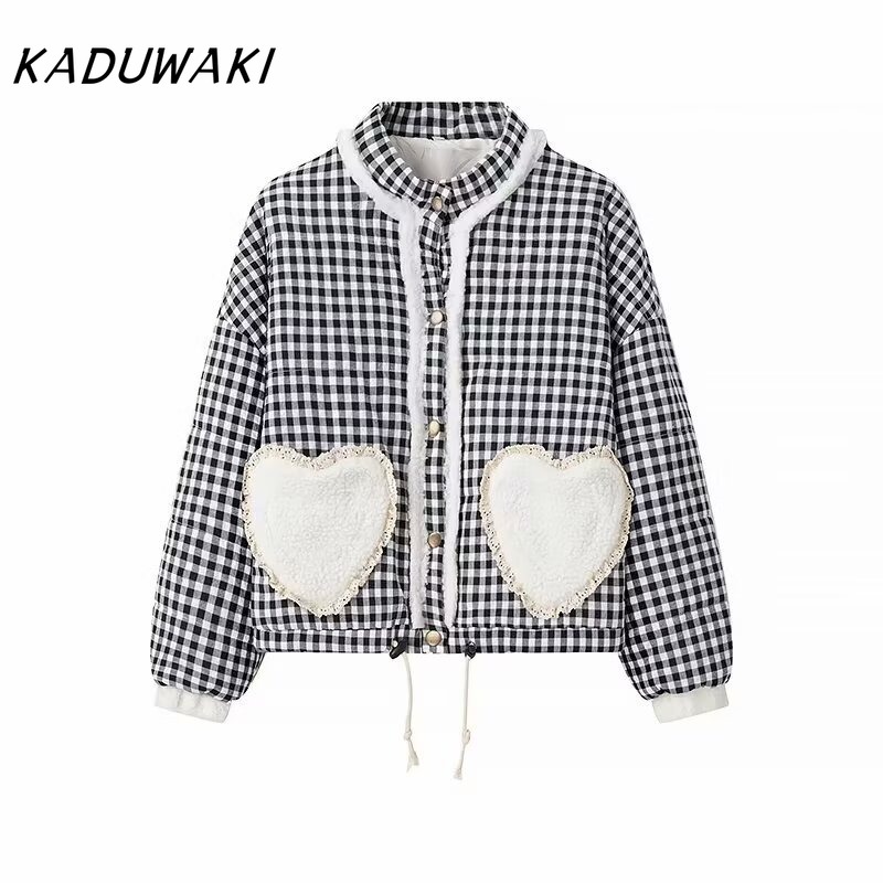 KADUWAKI-Parka coréenne adorable à motifs de cœur pour femme, veste matelassurera en coton matelassé à manches longues, vêtements féminins mignons, printemps