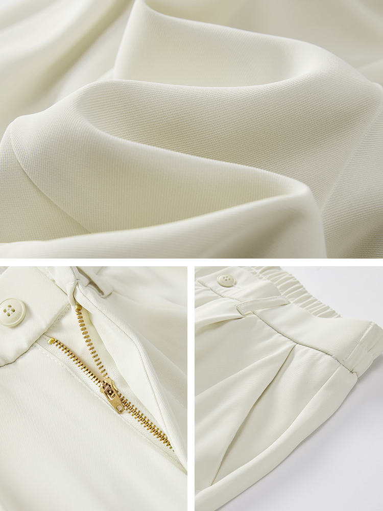Pantalon décontracté en Polyester pour hommes, respirant, mode coréenne, taille Semi-large, droit, ample, drapé, nouvelle collection été 2023