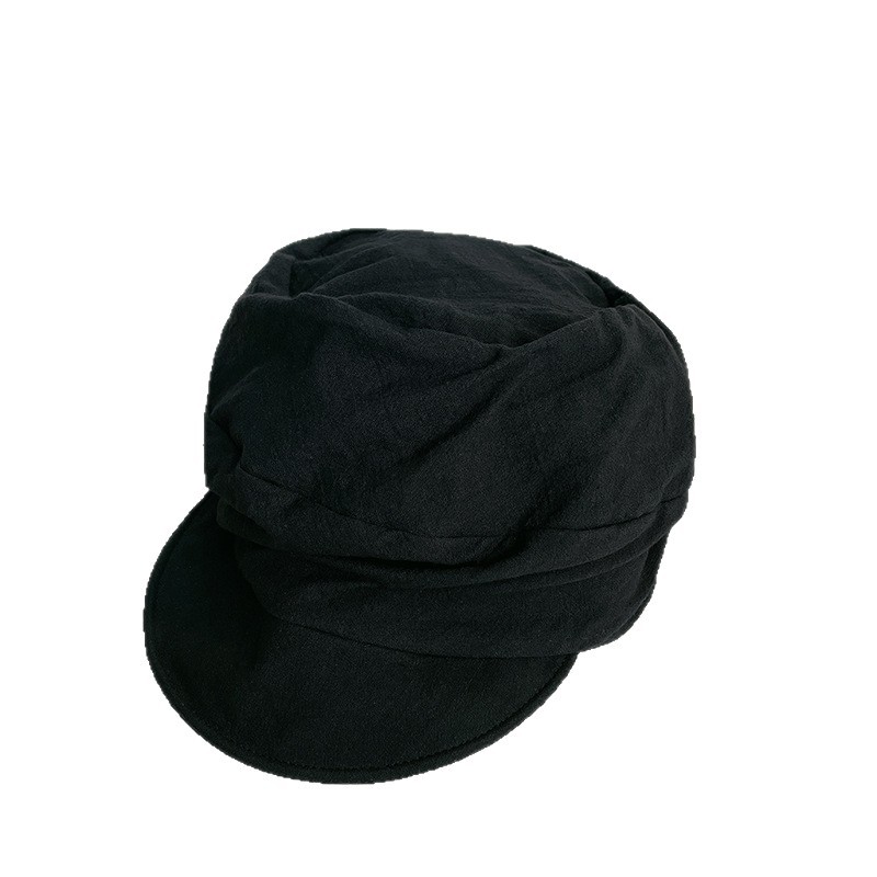 Béret plissé rétro pour femmes, chapeau irrégulier, grande taille de tête, petit visage, Protection solaire, chapeau polyvalent pour peintre, printemps été