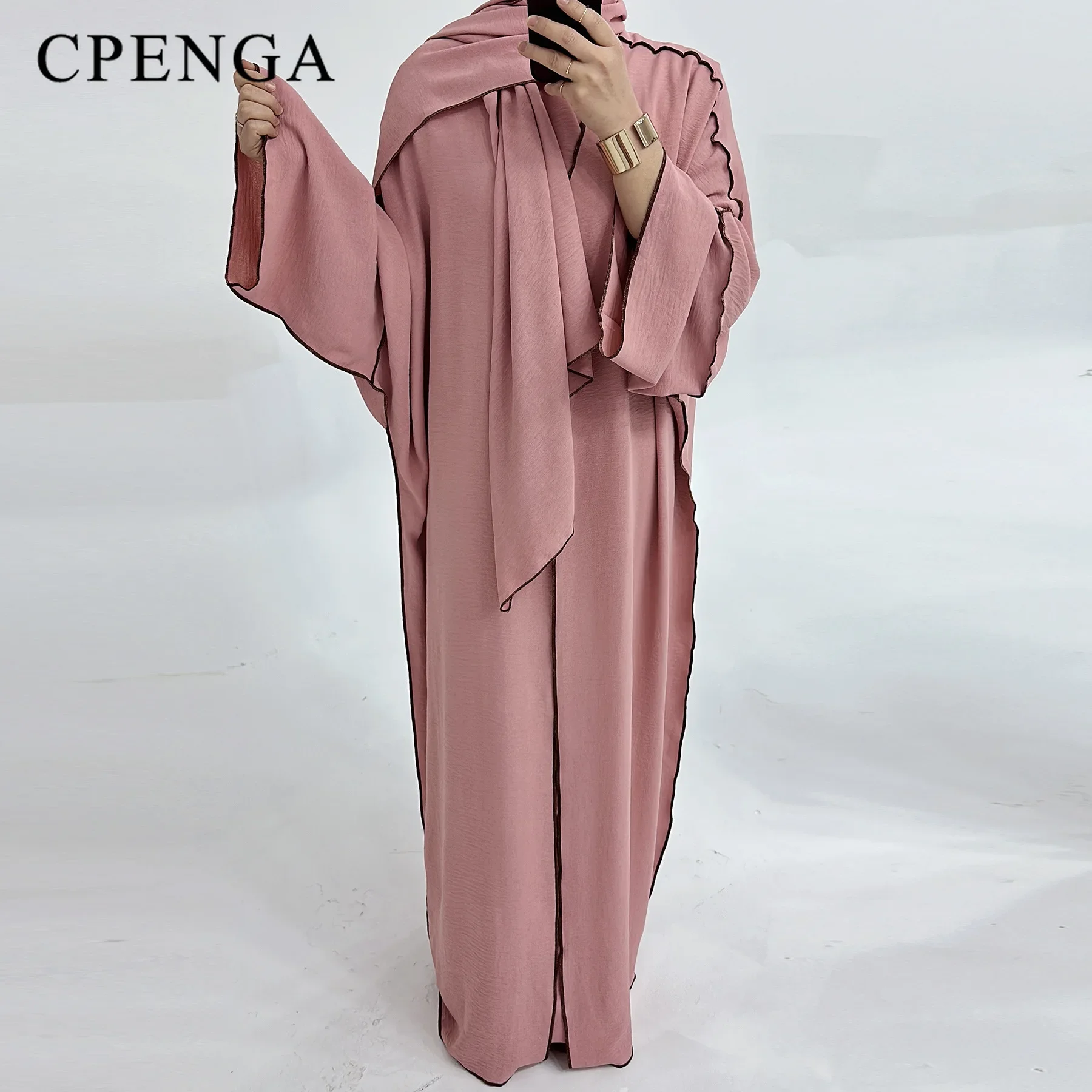 Robe musulmane modeste pour femmes, Hijab uni arabe, Abaya, Ramadan, Vêtements islamiques, Turquie, Robes à manches longues avec intérieur, 3 pièces