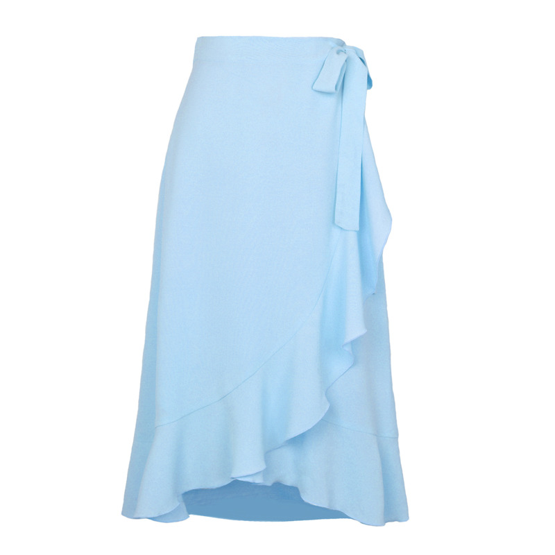 Jupe longue en mousseline de soie pour femmes, à volants, à lacets, couleur unie, taille haute, décontractée, été 2026