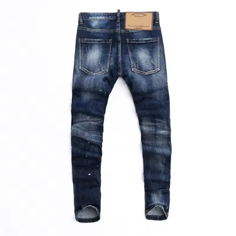 Marque de mode de haute qualité Style européen concepteur hommes Jean rétro bleu Stretch Slim Fit peint déchiré Jeans hommes Denim pantalon