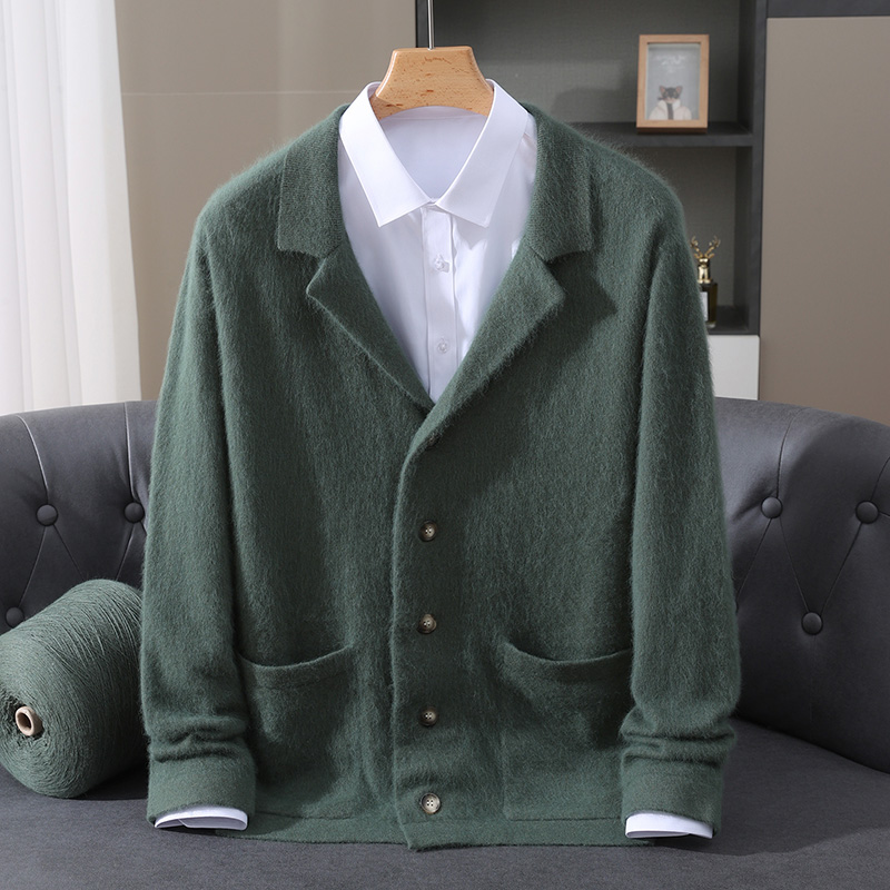 Nouveau Cardigan en laine de vison hommes pull rembourré manteau affaires décontracté tricoté cachemire pull manteau