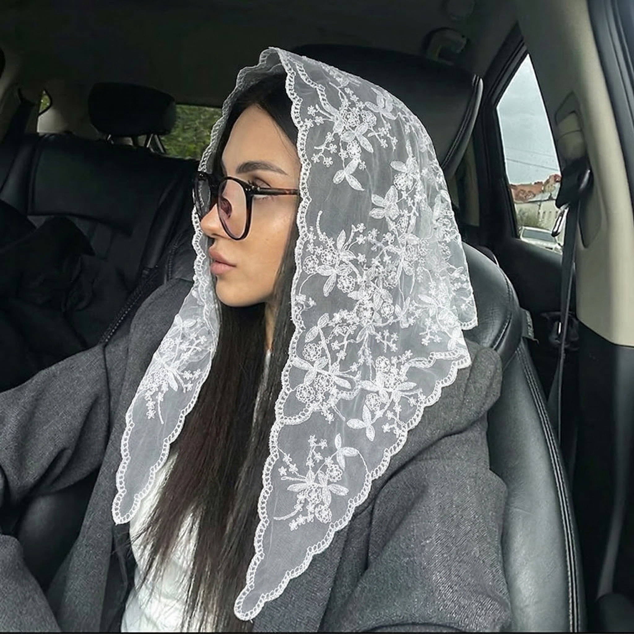 Foulard triangulaire en dentelle pour femmes, style doux pour jeunes filles, protection solaire, printemps-été, style plage français, attache-cheveux, hijab musulman vintage pour femme