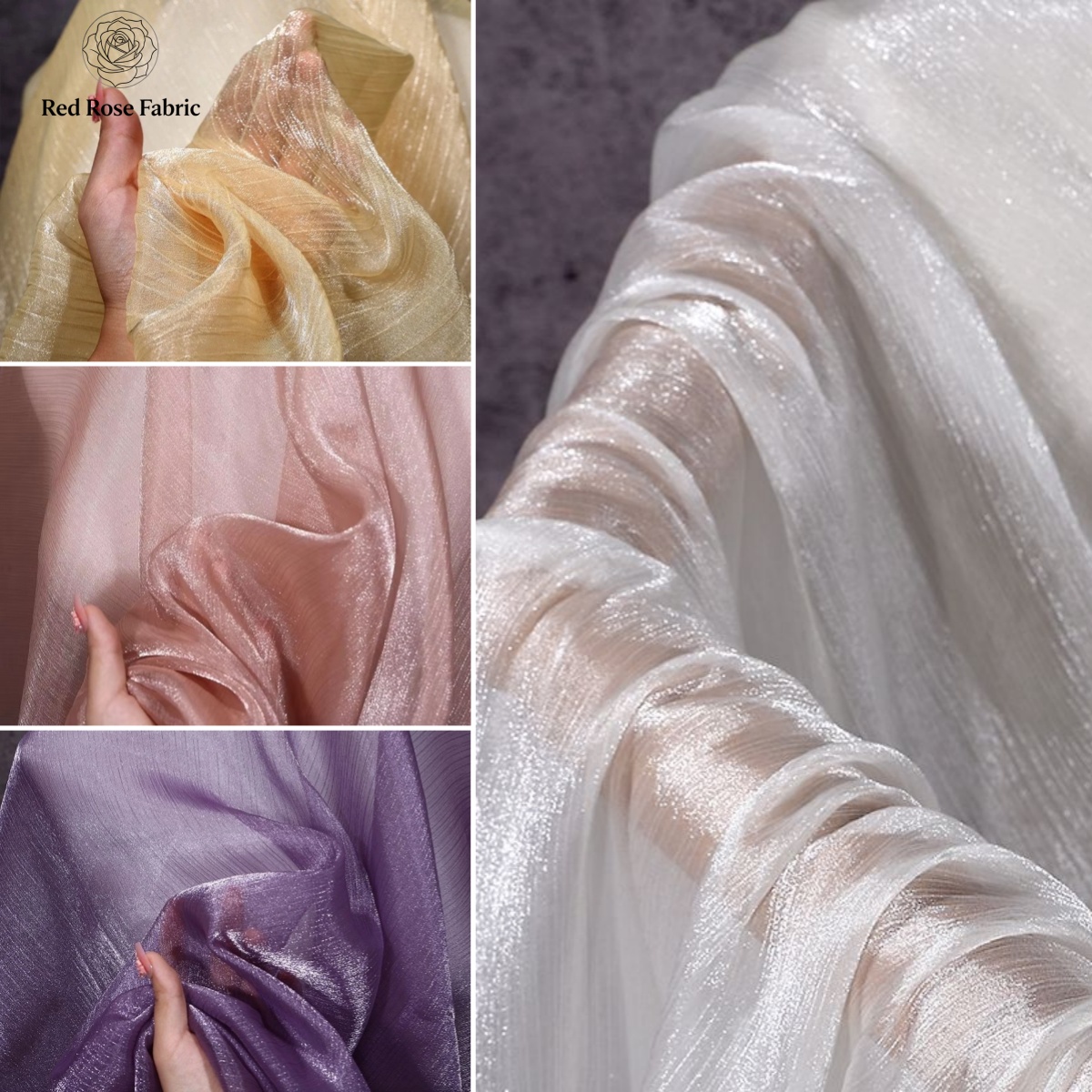 Tissu en soie argentée froissée, soie brillante froissée, chiffon semi-transparent pour la confection de robes, chemises, hauts et vêtements pour enfants