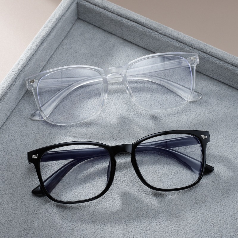 [Lunettes vintage] 2 paires de lunettes à monture carrée de style vintage |   Noir et transparent avec accents métalliques