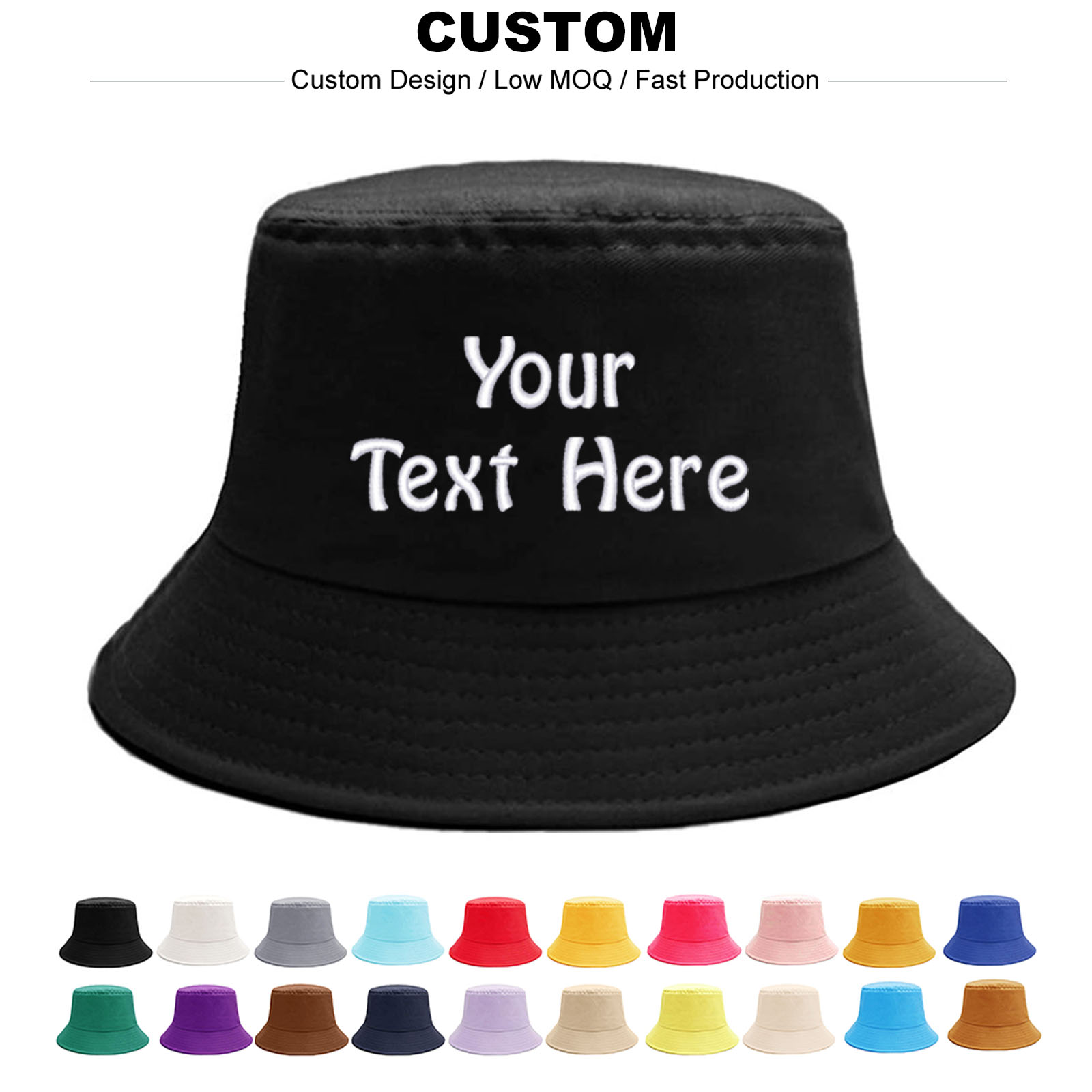 Chapeaux de pêche personnalisés avec broderie de lettres et de noms pour hommes et femmes, chapeau de soleil d'été, design personnalisé, casquettes en coton avec logo, dropshipping