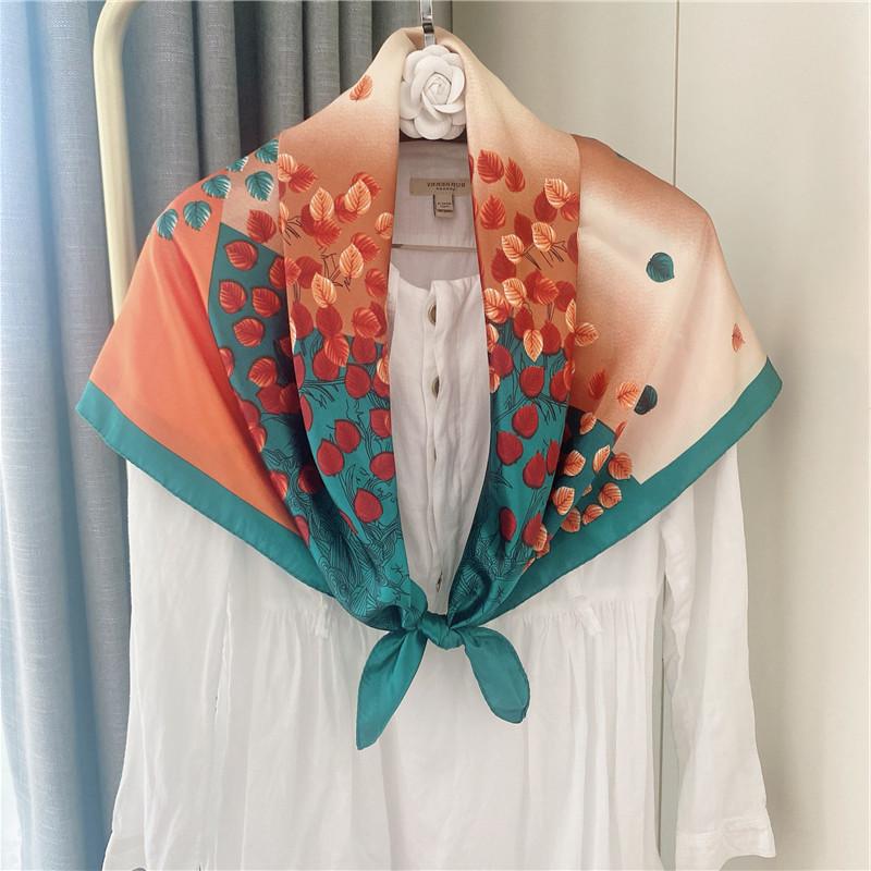 Foulard carré en Satin pour femmes musulmanes, Hijab élégant, imprimé 90cm, foulard en soie, châle, bandeau, poignée, accessoires pour cheveux, Bandana