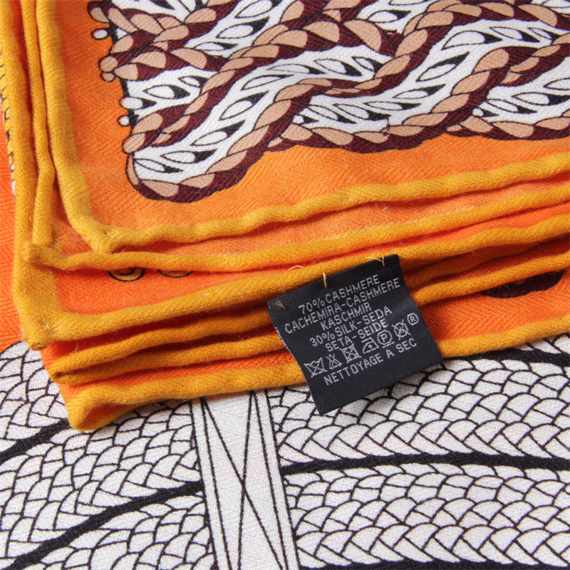 POBING foulard en cachemire de soie femmes corde laminée à la main imprimé foulards carrés enveloppes Bandana grand Hijabs femme Foulard 135CM