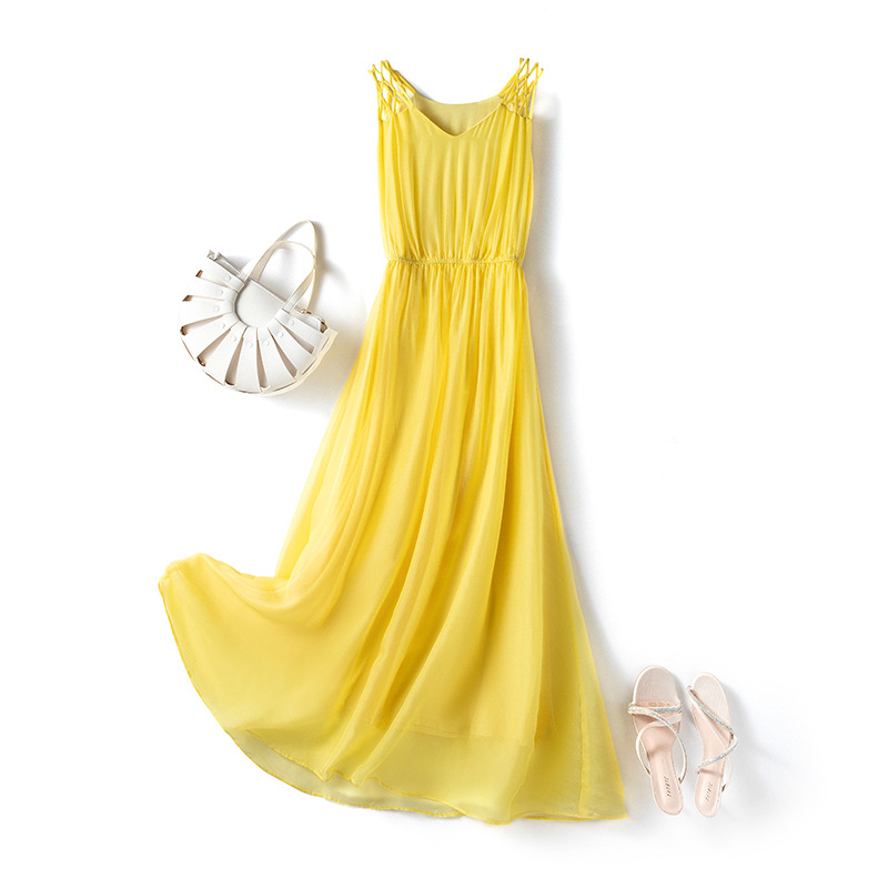Winsleter-robe élégante pour femmes, robe en fibre élastique à la taille, pour vacances à la plage, été automne 100%, D47924QC, 2024