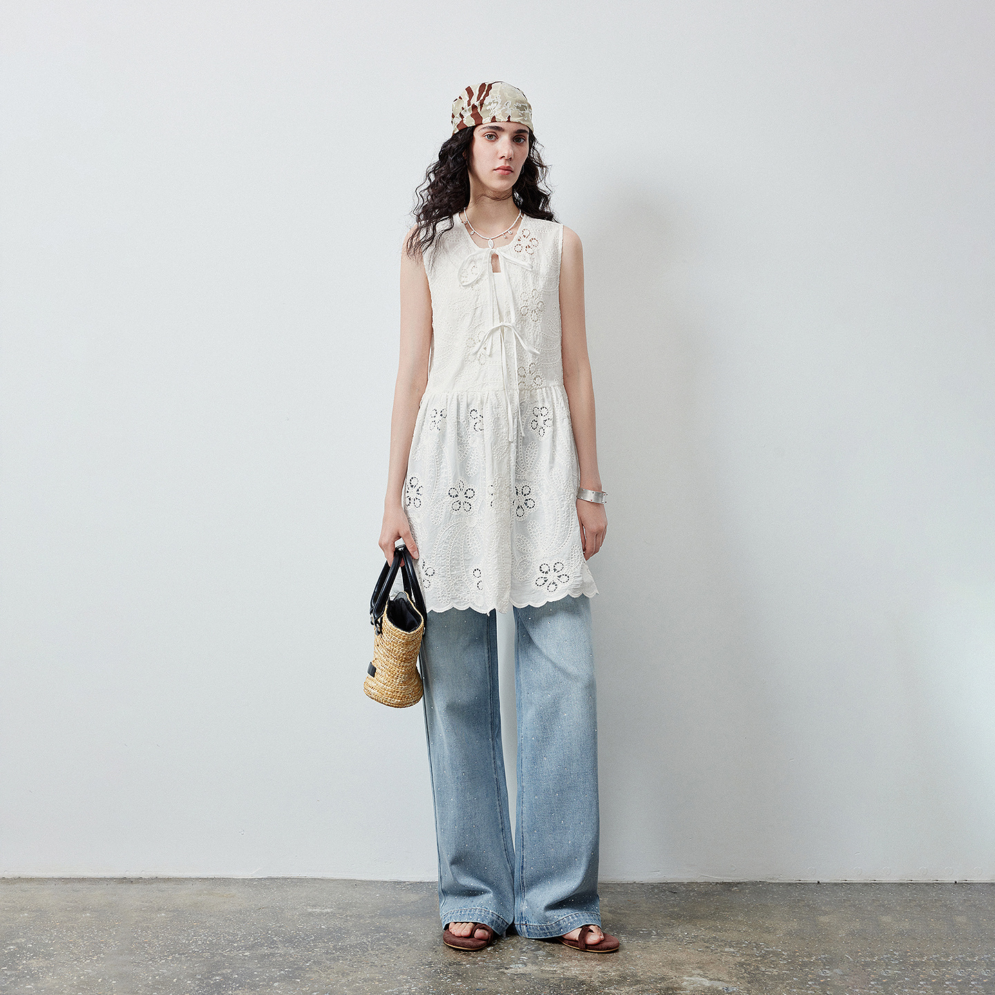 TOYOUTH Blouse sans manches pour femme, été 2026, en coton, broderie ajourée, style industriel, ourlet à volants, style vacances