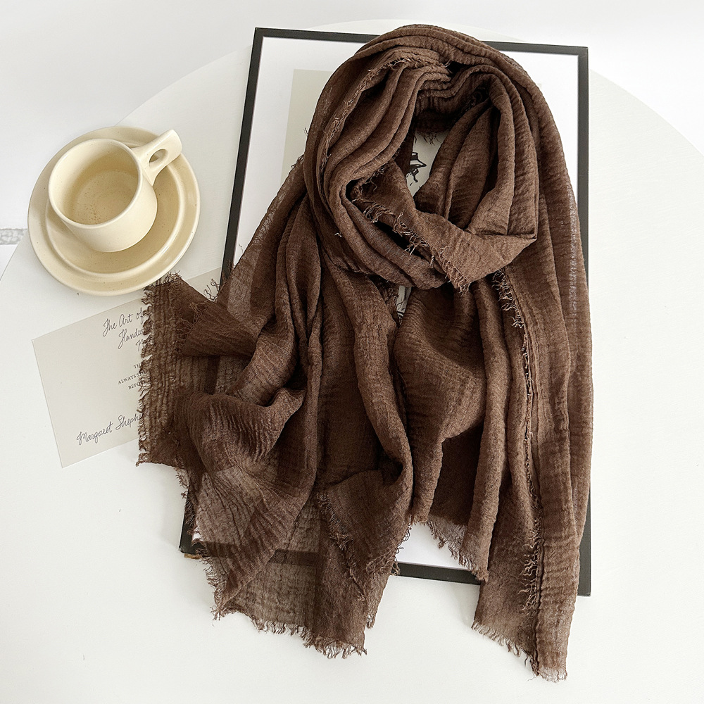 Solide coton lin écharpe femmes Hijab musulman Long foulard châle enveloppement femme printemps automne chaud cou écharpe crème solaire foulards