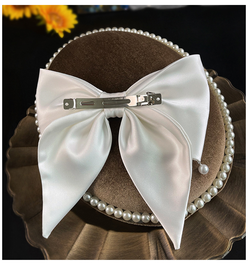 Pinces à cheveux nœud papillon en satin pour femmes, grand nœud perlé, barrettes, épingles à cheveux, accessoires pour cheveux, fête, Rh, mariage, coiffure