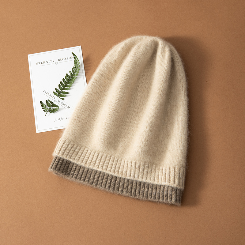 Chapeaux d'hiver pour femmes, couvre-chef tricoté en cachemire de chèvre, doux et chaud, à la mode, casquette de couverture décontractée pour l'extérieur, 100%