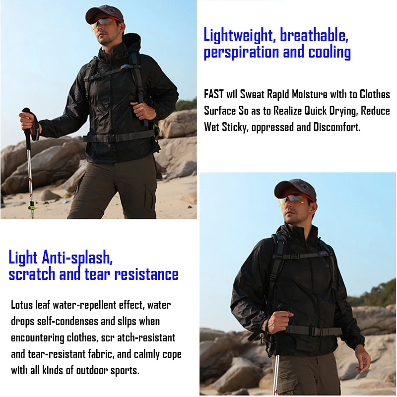 Veste de pluie de Camping pour hommes et femmes, vêtements de Protection solaire imperméables, vêtements de pêche et de chasse, coupe-vent à séchage rapide, manteau anti-uv