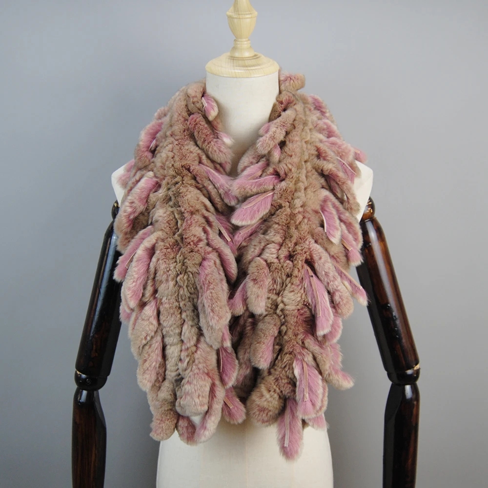 Écharpe en fourrure de lapin Rex rouge pour femme, collection hiver 2026, avec pompons, chaude, douce, en fourrure naturelle, de haute qualité, cache-cou tendance pour femme