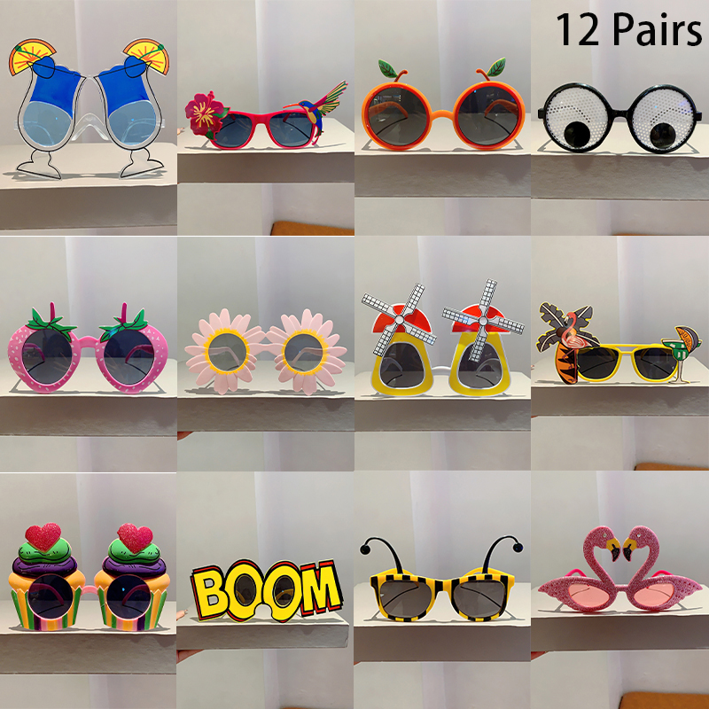 12 paires par ensemble lunettes de soleil de plage mignonnes 2025 hommes drôle vacances d'été nuances décoratives femmes Design de mode lunettes de soleil Rave