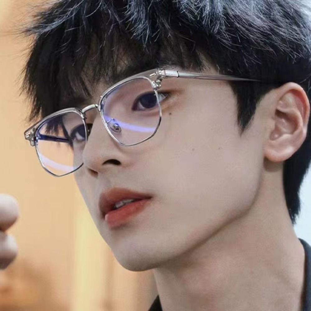 Lunettes carrées unisexes tendance pour hommes et femmes, monture en métal, lunettes polygonales, lunettes anti-lumière bleue noires élégantes