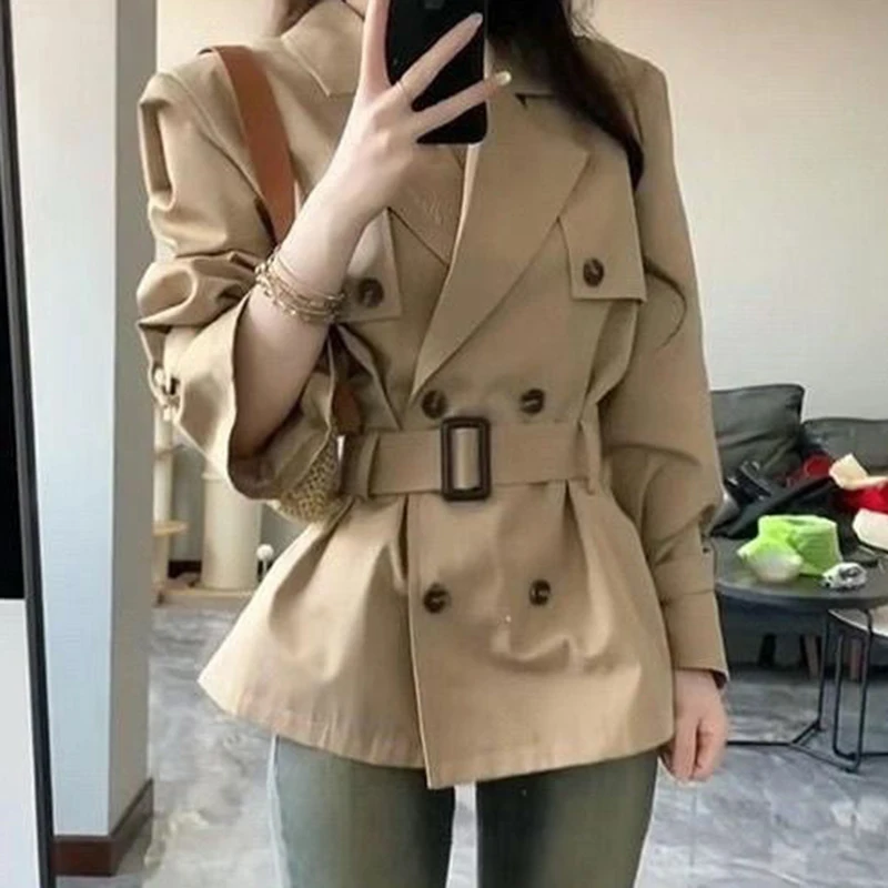Manteau long à double boutonnage pour femme, coupe-vent avancé coréen, tempérament de la mode, automne et hiver, nouveau