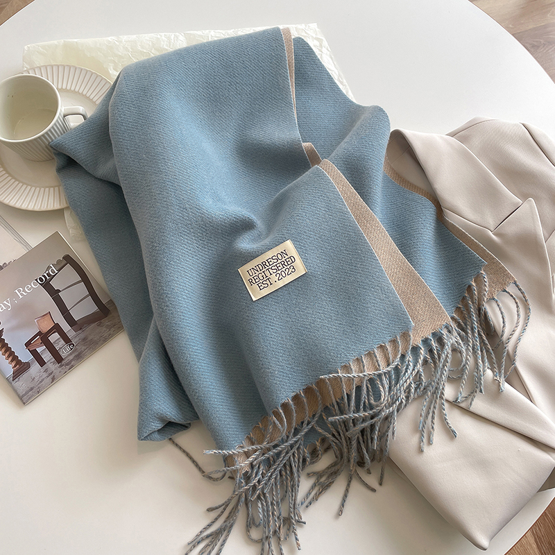 Écharpe en cachemire de style coréen pour femme, foulard de la présidence, enveloppes double face, document solide, chaud, hiver, nouvelle mode, 2023