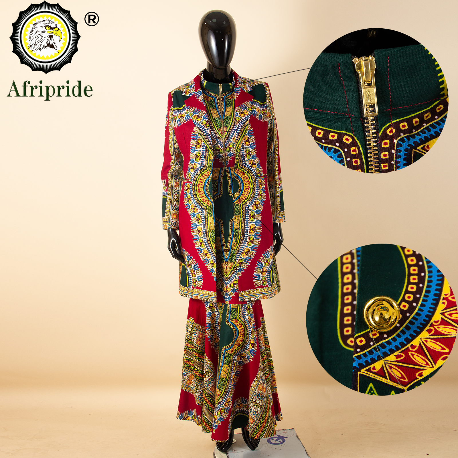 Vêtements africains pour femmes, veste à simple boutonnage et robe Maxi zippée, ensemble 2 pièces, tenues imprimées, tenue Ankara pour dames 2526054