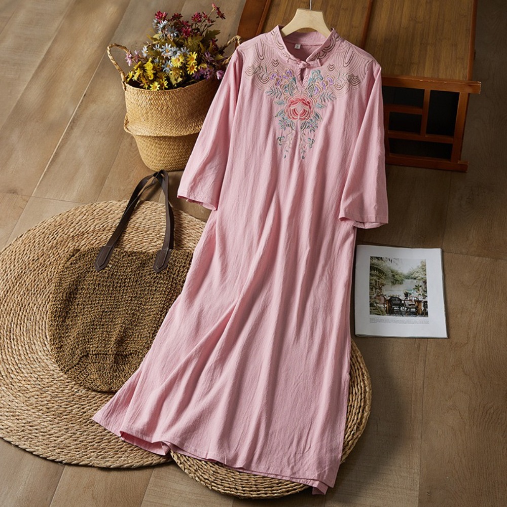 Vêtements de mode de Style ethnique brodé, Vintage, en coton et lin, Streetwear, robe d'été de Style chinois Harajuku pour femmes