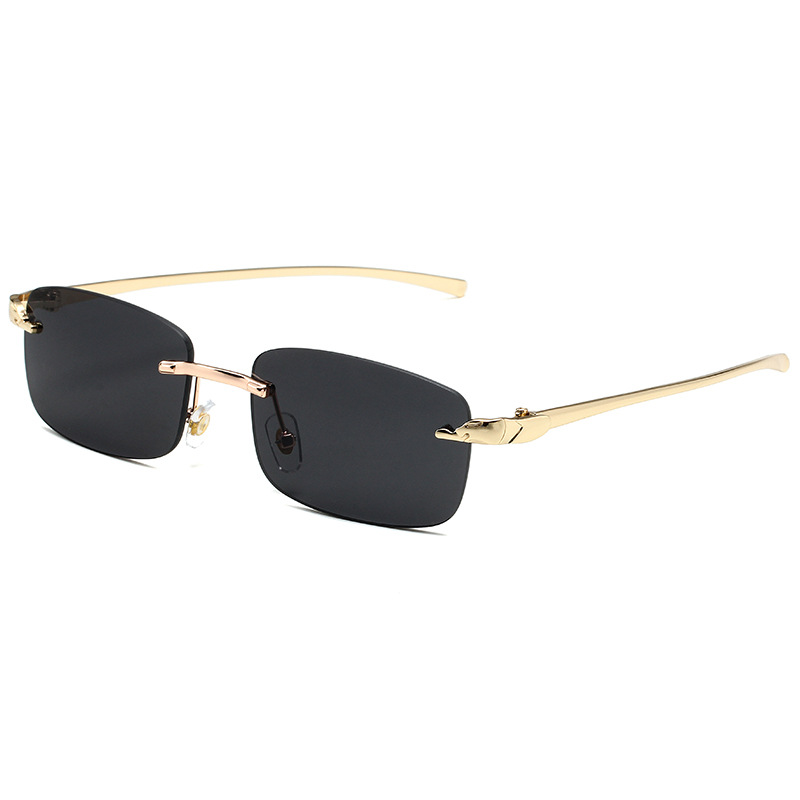 Lunettes de soleil rectangulaires sans monture pour femmes et hommes, lunettes de soleil léopard, petites nuances carrées, UV400, mode populaire, été, voyage