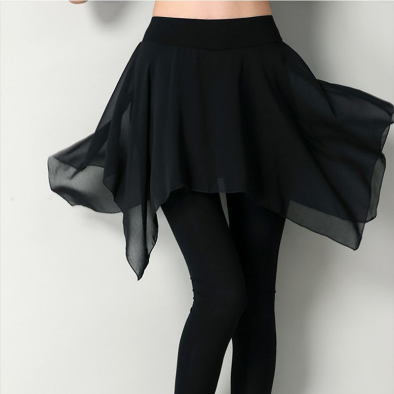 Mini jupes de danse en mousseline de soie pour femmes, vêtements d'entraînement de ballet irréguliers, jupe noire, taille élastique, Y2K, Harajuku, nouveau