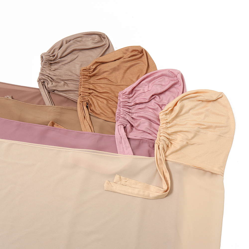 Hijab instantané en mousseline de soie, avec sous-écharpe Modal pour femme musulmane, châle en mousseline de soie de couleur unie, prêt à porter, bonnet sous-vêtement Hijab