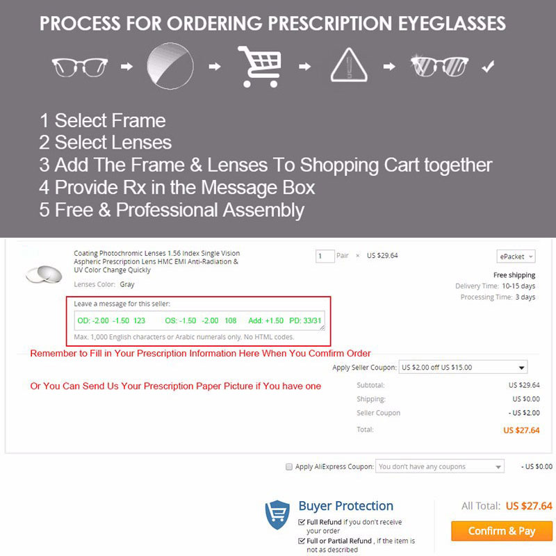 Prescription optique 1.74, Vision unique, Prescription asphérique, lentilles de lunettes pour myopie, presbytie, astagmatisme