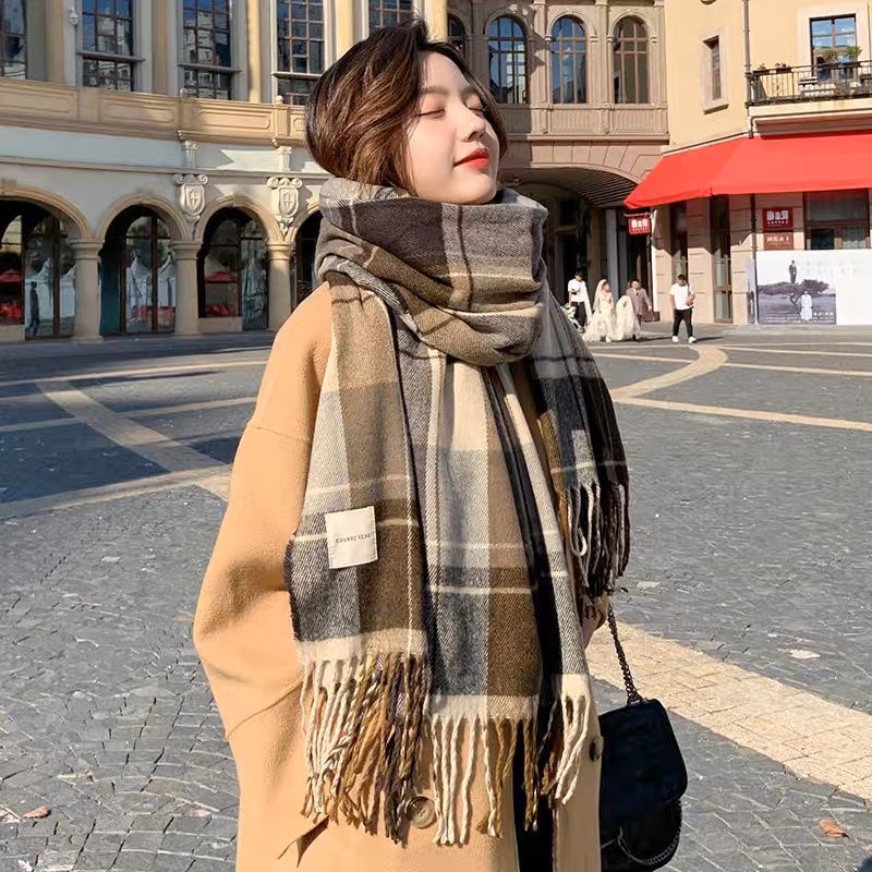 Écharpe Pashmina en Cachemire pour Femme et Homme, Châle à Pompon Rond, Couverture Foulard, Design Imprimé Chaud, Nouvelle Optique, Hiver 2023
