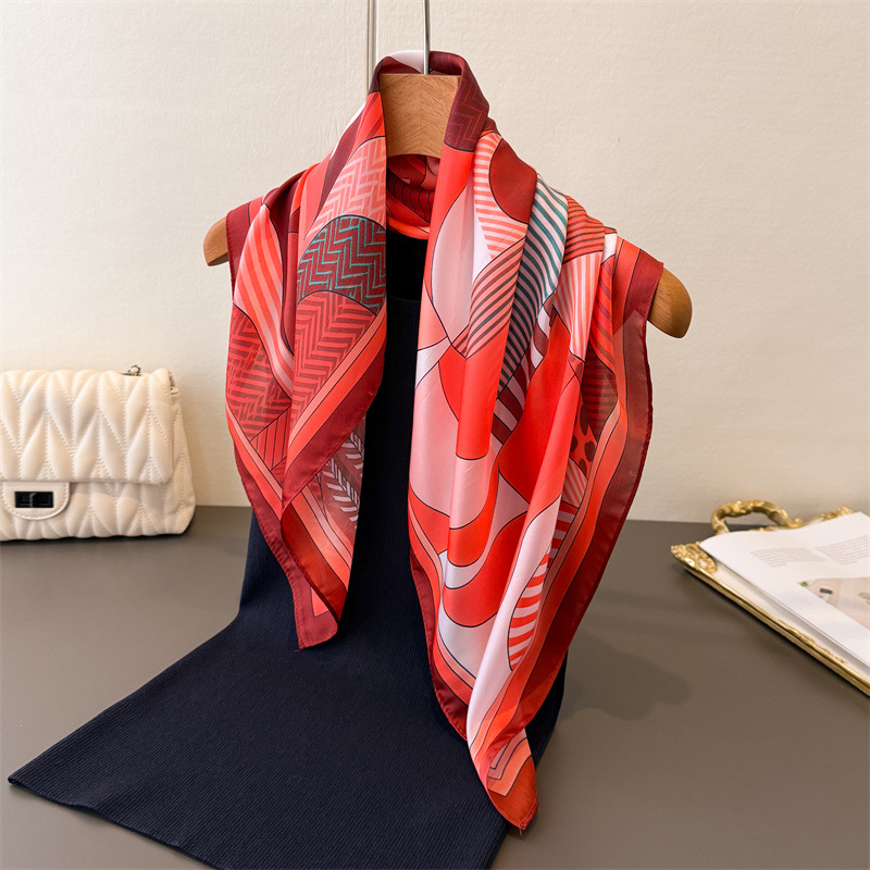 Foulard carré en soie pour femmes, nouveau Design de luxe, cravates de cou, Hijab doux, Bandana, mode féminine, décoration de tête, 2026