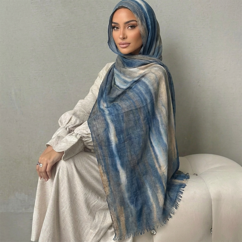 Hijab Modal Ramadan pour Femme, Style Bohème, Motif Aquarelle, Doux, Musulman, Floral, Respirant, Châle, Écharpe, Foulard, Chaud