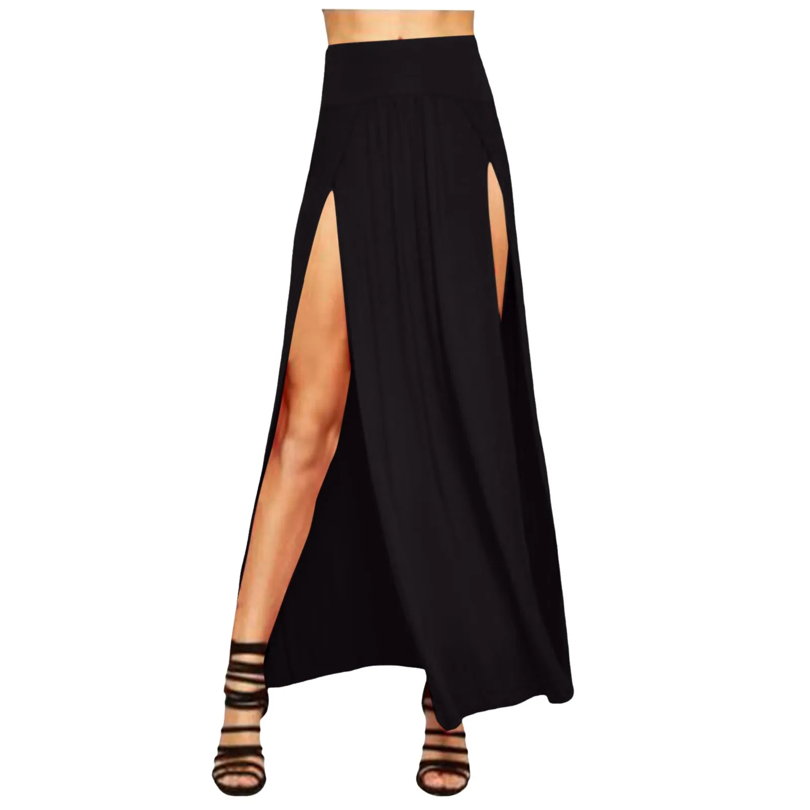 Jupes pour femmes femmes Double fente Maxi jupe longue dames plaine basique deux côtés fente 4 22 jupe courte en cuir
