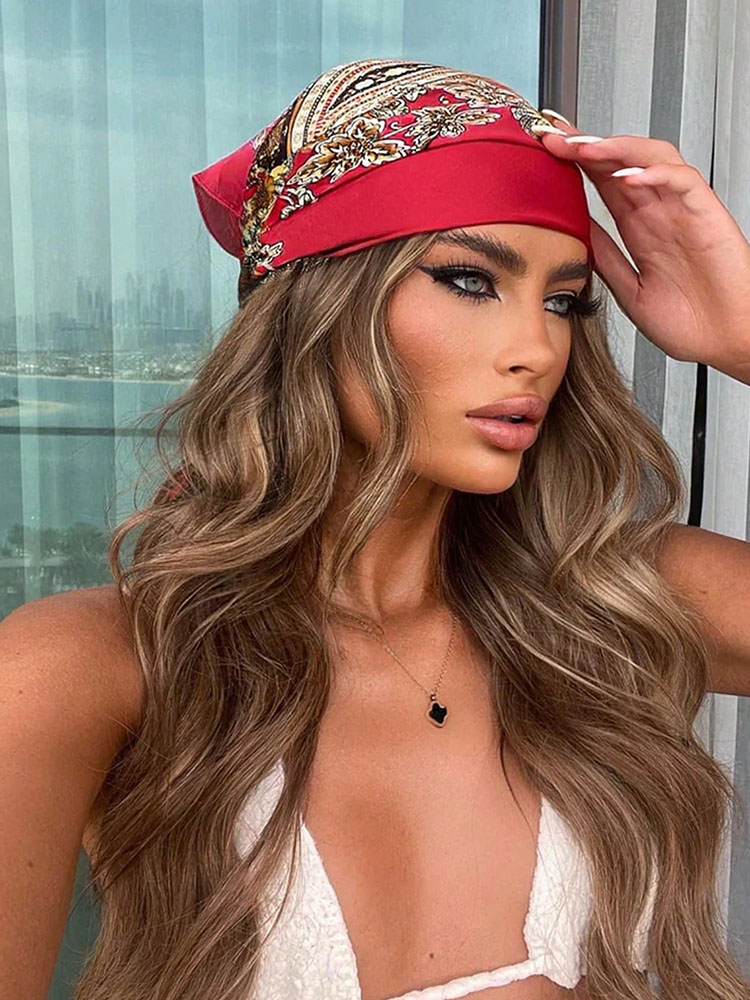 Foulard en Soie Satinée Printemps 2026 pour Femme – Élégant Foulard Floral, Bandana et Bandeau pour Cheveux