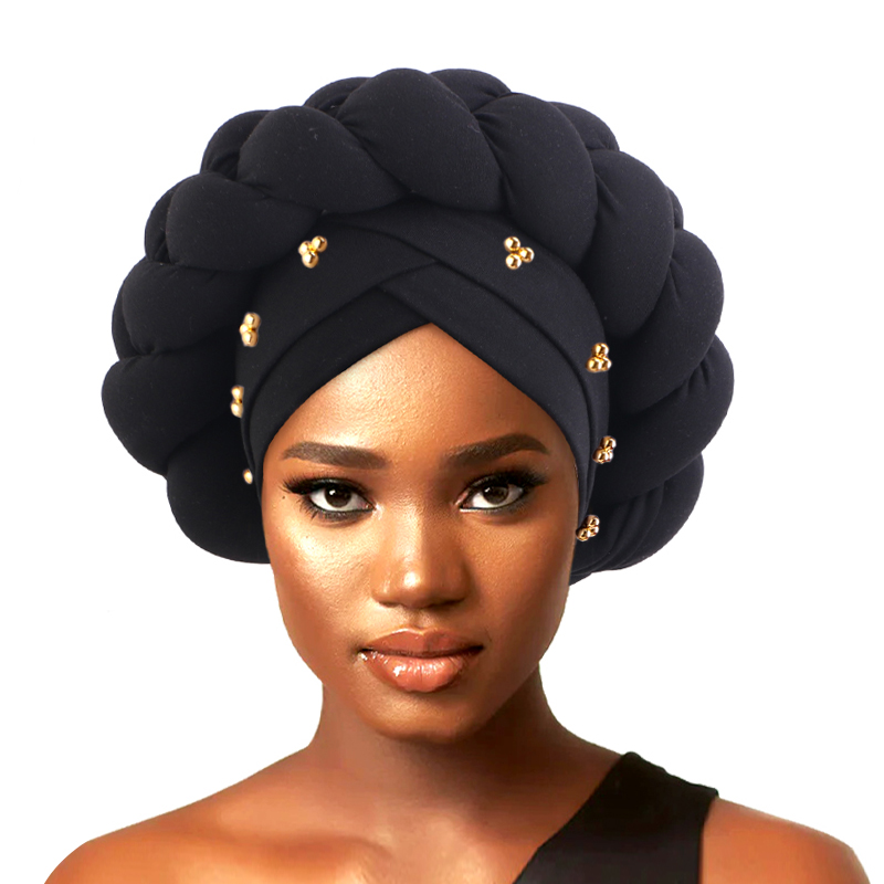 Casquettes Turban tressées pour femmes, couvre-chef musulman, foulard, Bonnet, bandeau, chapeau indien africain, accessoires pour cheveux