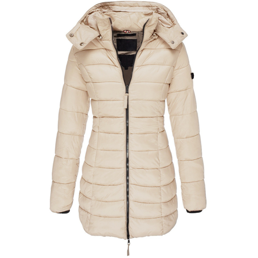 Vestes d'hiver pour femmes, fermeture éclair, capuche, rembourrées en coton, manches longues, manteau chaud, Parka Slim, vêtements d'extérieur portables