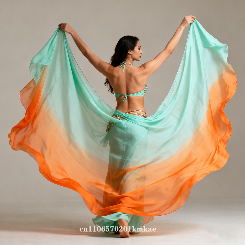 Voiles de danse du ventre 100% en soie véritable, peuvent être personnalisés, accessoires de spectacle, écharpe teinte à la main
