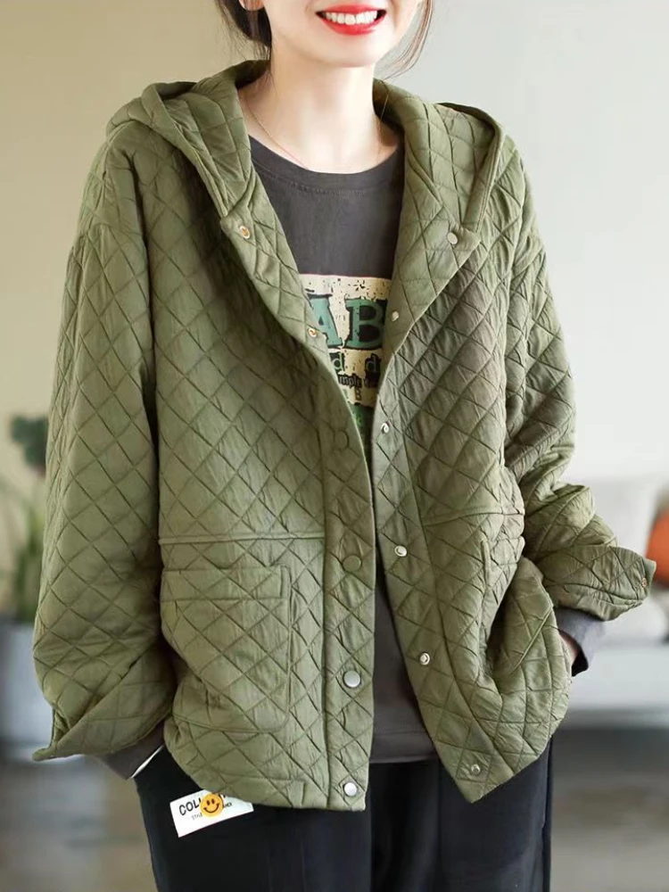 Parka matelassurera en coton à capuche pour femmes, manteau mince et léger, vêtements d'extérieur coréens, vêtements Harajuku pour femmes, automne, hiver