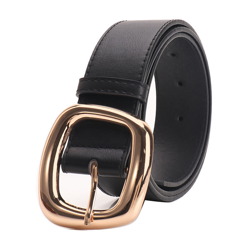 Ceinture large à boucle trapézoïdale polyvalente pour femmes, à la mode, pour les déplacements, Style décontracté, associé à des vêtements en jean, nouvelle collection