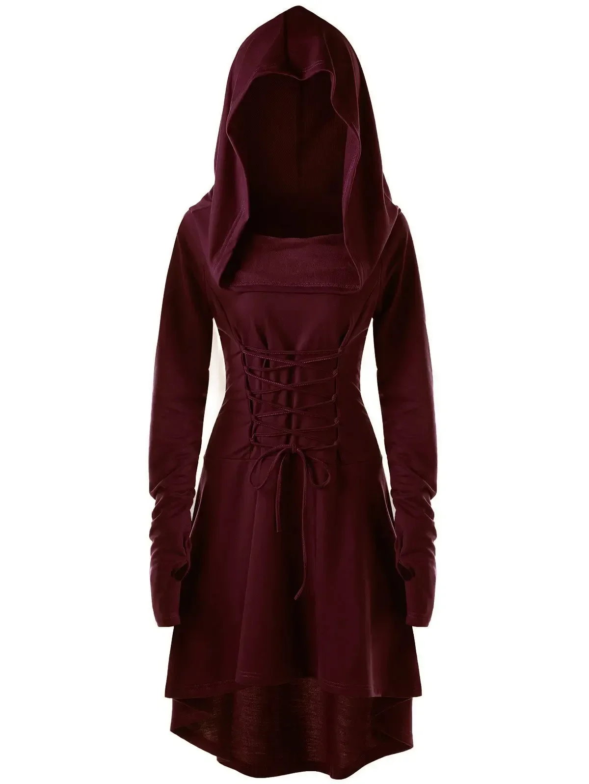 Costumes d'archer de la Renaissance, Cosplay médiéval, Robe à capuche, pull à lacets, longue Cape, fête d'halloween