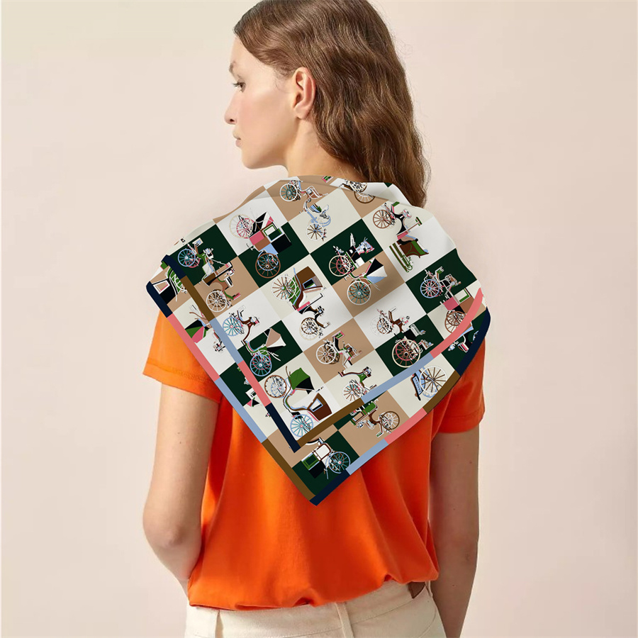 Injplanchers f-Foulards carrés College pour femmes, 90cm, écharpes de tête, foulards de plage, châle, bandana, hijabs