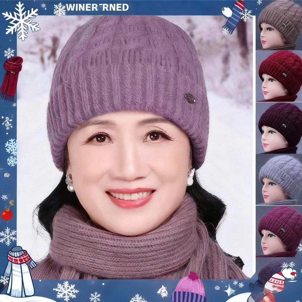 Mode bonnet hiver chapeau femmes épaissi moyen-âge personnes âgées tricot froid mère vieille dame hiver casquette extérieure