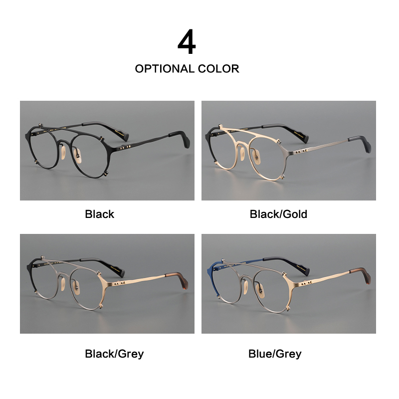 Pilote Double IP titane lunettes cadre hommes rétro luxe myopie optique Prescription lunettes femmes personnalité marque lunettes